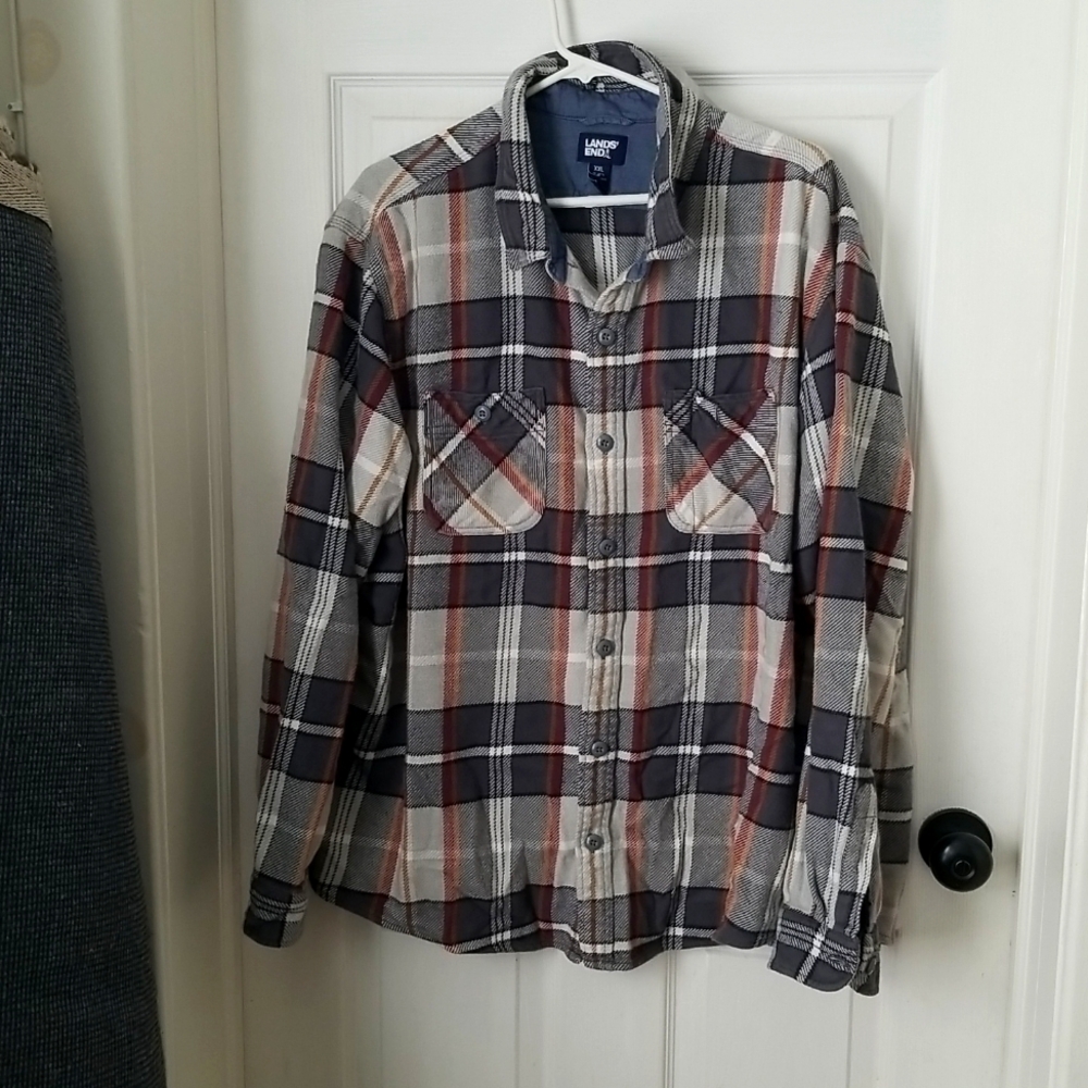 Mens Lands End Flannel Shirt XXL